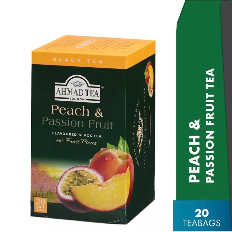 พร้อมส่ง-ชาผลไม้-รสพีชเเละเสาวรส-ahmad-tea-peach-amp-passion-20-teabags-halal-certified