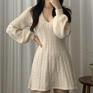 Zhuri dress เดรสไหมพรมแขนยาวสไตล์เกาหลี TS1601