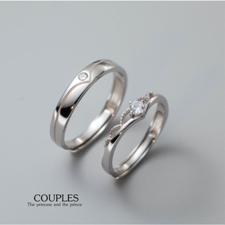 s925 Couples ring 40 แหวนคู่รักเงินแท้ เจ้าชายและเจ้าหญิง ใส่สบาย เป็นมิตรกับผิว ปรับขนาดได้