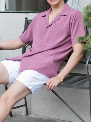 เสื้อเชิ้ตเกาหลีผ้าดีมาก (สีม่วง) Unisexใส่ได้ทั้งผู้ชายและหญิง เนื้อผ้าใส่สบาย ไซส์ M-L-XL-2XL
