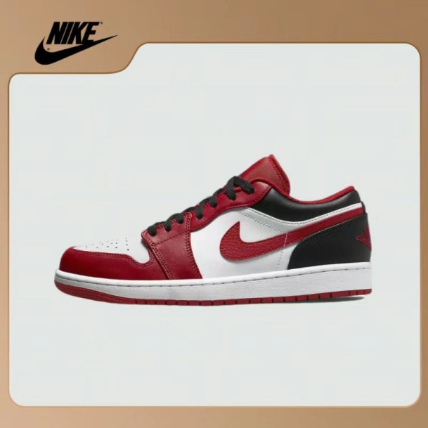 nike-air-jordan-1-low-red-white-black-shoes-sneaker-รองเท้าผ้าใบ-ของแท้