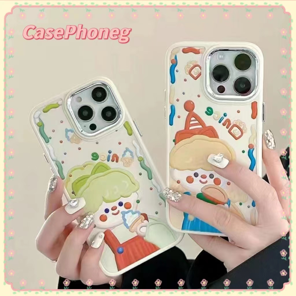 casephoneg-ป้องกันการหล่น-ขอบเต็ม-iphone-11-14-pro-max-การ์ตูน-ความคิดสร้างสรรค์-หวานสวย-ขอบขาว-case-for-iphone-12-13