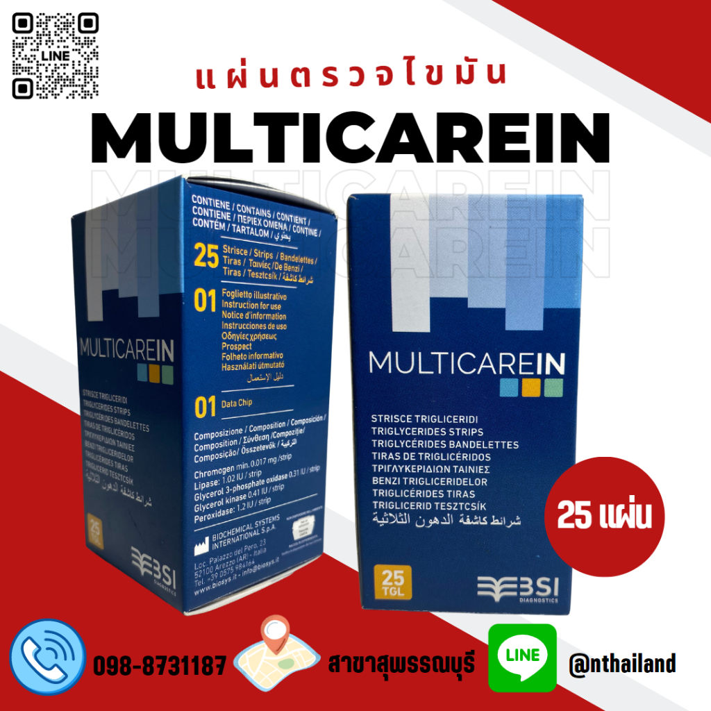 MultiCare In แผ่นตรวจ Triglycerides(ไตรกลีเซอไรด์) / Cholesterol ...