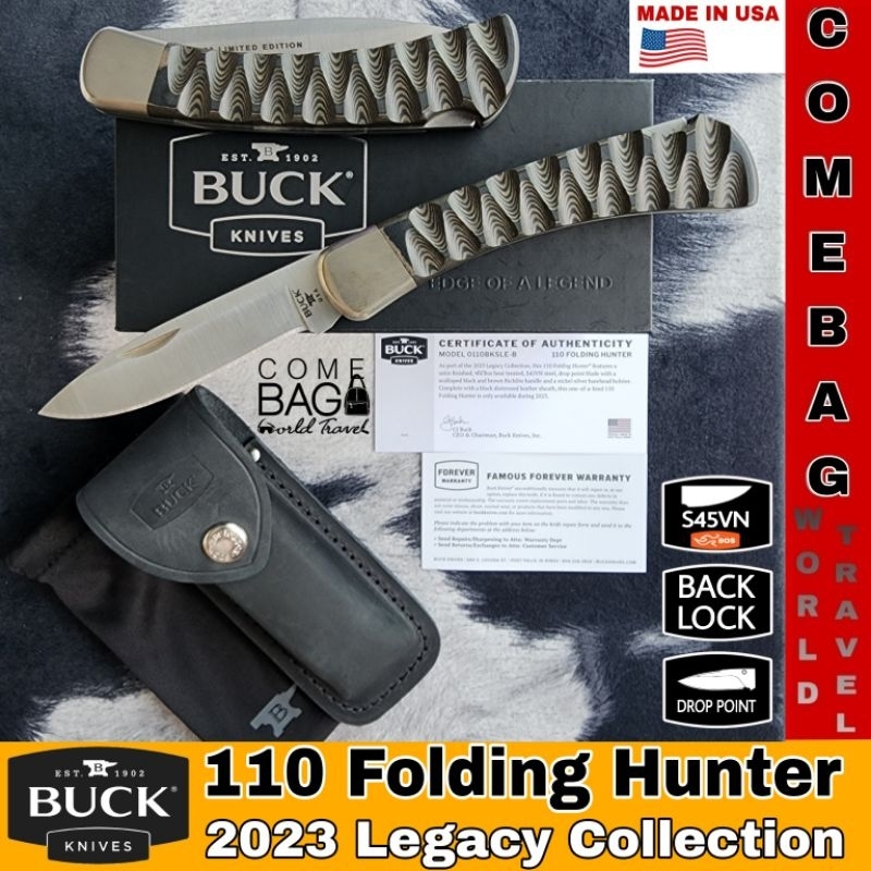 มีดbuck110-folding-hunter-black-brown-richlite-2023-legacy-collection-รุ่นlimited-ใบมีด-s45vn-ของแท้-ผลิตอเมริกา