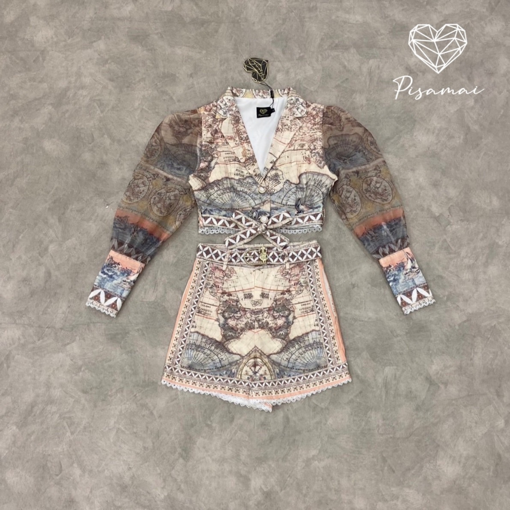 pisamaiเซ็ตเสื้อแขนยาวลายกราฟฟิกสีน้ำใส่ฟินนาเล่-รบกวนเช็คสต๊อกก่อนกดสั่งซื้อ