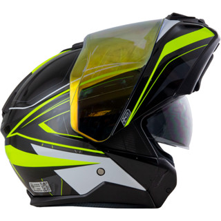 Hybrid หมวกกันน็อค Modular ยกคาง ยี่ห้อ Index ID Helmets รุ่น Hybrid สีดำมัน นีออน แว่น 2ชั้น