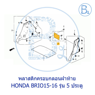 **อะไหล่แท้** พลาสติกครอบกลอนฝาท้าย HONDA BRIO15-16 รุ่น 5 ประตู