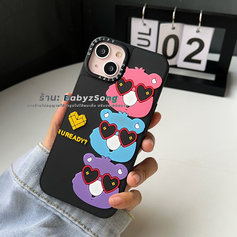 เคสซิโคนปั้มนูนลายแคร์แบร์-เคสสำหรับรุ่นไอโฟน-6789-14-14pro-14promax