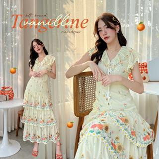 R110 Tangerine Vanilla : Dress เดรสสีเหลืองละมุน ลายพิมพ์คอลเลคชั่นทานตะวัน