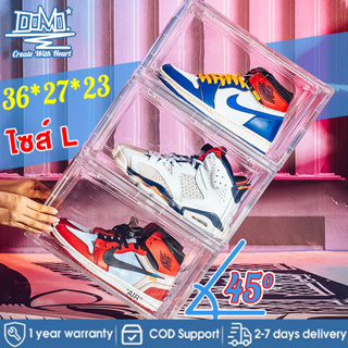 【ซื้อ 4 แถม 1】OOMO กล่องใสรองเท้า พลาสติกแข็ง ไซส์ L 36*27*23 กล่องรองเท้า กล่องเก็บรองเท้า กล่องพลาสติกใส shoe box