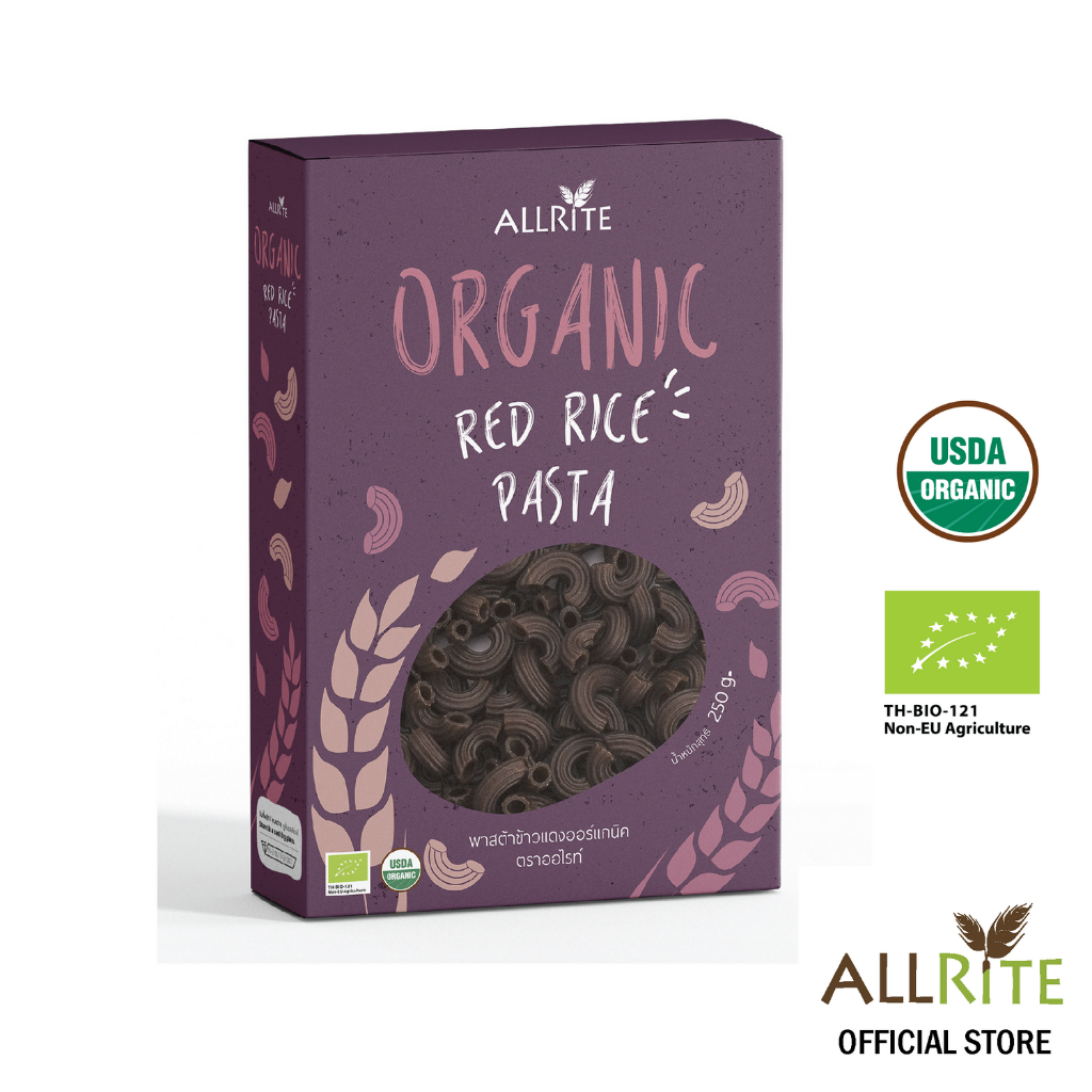 Allrite Organic Red Rice Pasta 250Gram พาสต้าข้าวแดงออร์แกนิค ตราออไรท์ ...