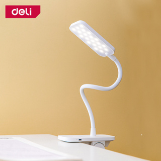 Deli โคมไฟหนีบโต๊ะ โคมไฟตั้งโต๊ะ โคมไฟทำงาน โคมไฟอ่านหนังสือ โคมไฟ หมุนได้ 360 องศา หลอดLED แสงธรรมชาติ Desk Lamp