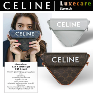 เซลีน👜Celine Logo print triangle bag สุภาพสตรี/กระเป๋าสะพายไหล่