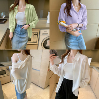 👚Anna👚พร้อมส่ง เสื้อเชิ้ตเก๋ไก๋เกาหลี แขนยาว คอปก เสื้อทำงาน โอเวอร์ไซส์ผู้หญิง เชิ้ตขาว แฟชั่นเกาหลีW236