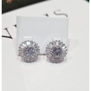 ต่างหูแฟชั่น/ต่างหูคริสตัล/งานนำเข้าเกาหลี**สีเงิน