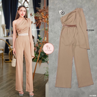 ♥️ M7 Btstudio Jumpsuit จั๊มสูทขายาว แต่งไหล่เฉียง ข้างนึงระบายสไบข้างนึง เรียบหรู ดูแพง งานสวย เนื้อผ้าดี มีซับใน