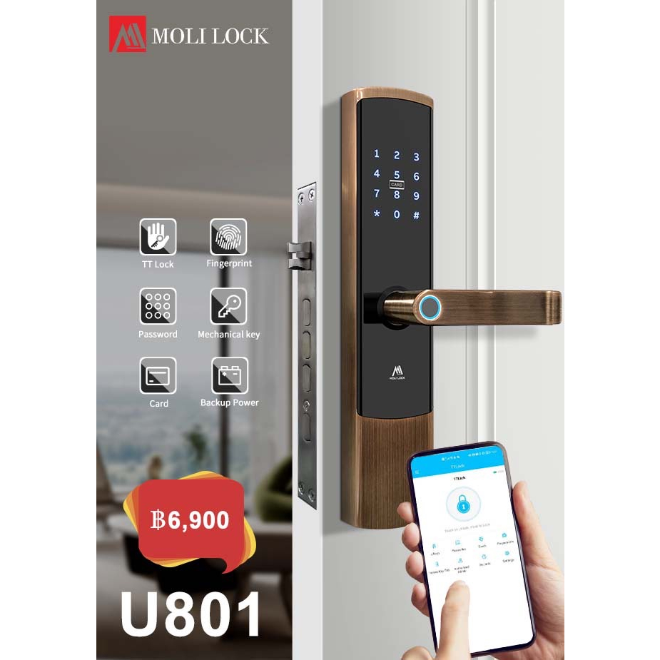 digital-door-lock-รุ่นกันน้ำ-ส่วนด้านนอก-รุ่น-u801-lt-bluetooth-built-in-gt-application-ใช้งานง่าย