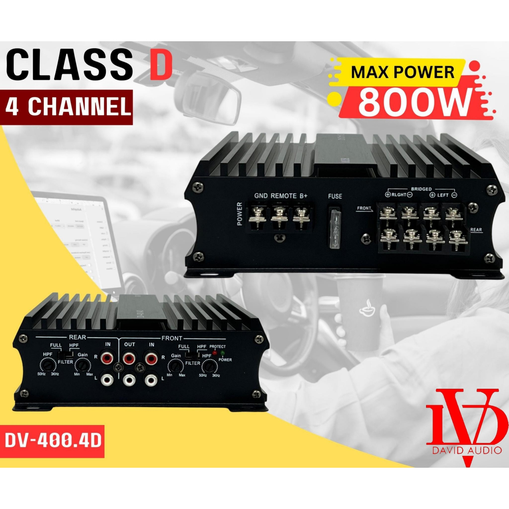 แอมป์-คลาสดี-4-ชาแนล-800-วัตต์-ขับกลางแหลม-เบส-dv-david-audio-รุ่น-dv-400-4d-กำลังขับสูงสุด-800-วัตต์-amp-class-d-4ch