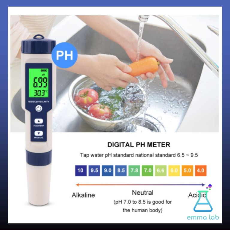 เครื่องวัดคุณภาพน้ำ-5in1-ec-tds-ph-salt-temp