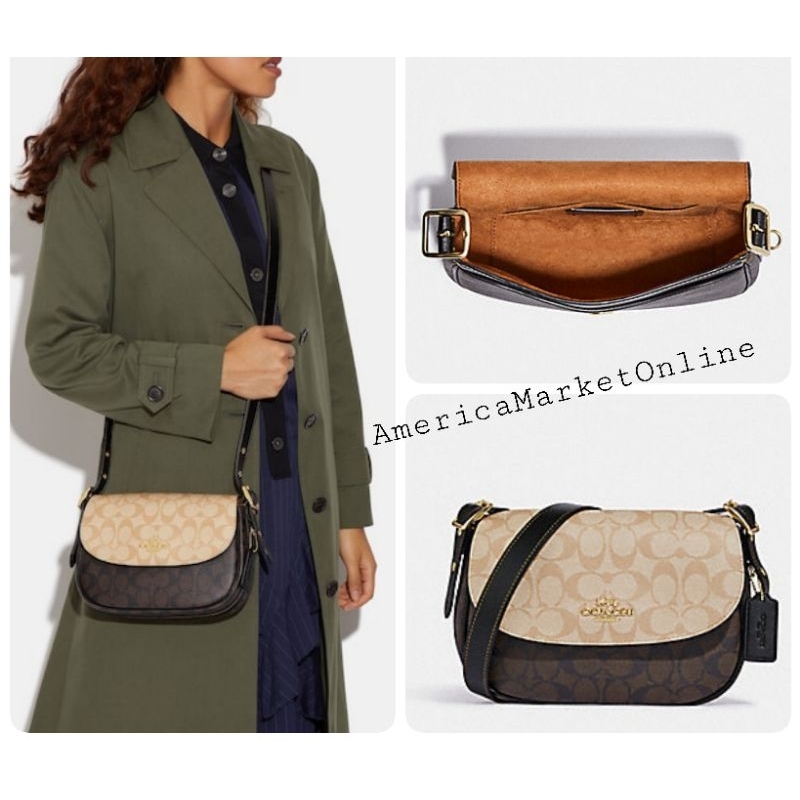 กระเป๋า COACH/MACIE SADDLE BAG IN BLOCKED SIGNATURE CANVAS (COACH CB898