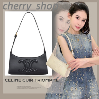 ถูกที่สุด ของแท้ 100%/เซลีน Celine CUIR TRIOMPHE shoulder bag in smooth calfskinผู้หญิง/กระเป๋าสะพายไหล่/กระเป๋าใต้วงแขน