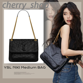 ถูกที่สุด ของแท้ 100%/แซงต์โลรองต์ Saint Laurent NIKI medium folded vintage leather toteสตรี / กระเป๋าถือ