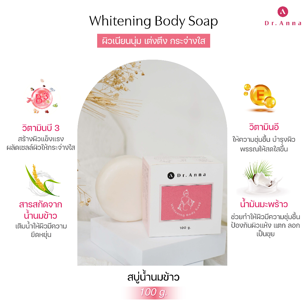 สบู่น้ำนมข้าว-1แถม1-dr-anna-princess-soap-ช่วยทำความสะอาดผิวกายได้อย่างอ่อนโยน-ปรับผิวให้กระจ่างใส