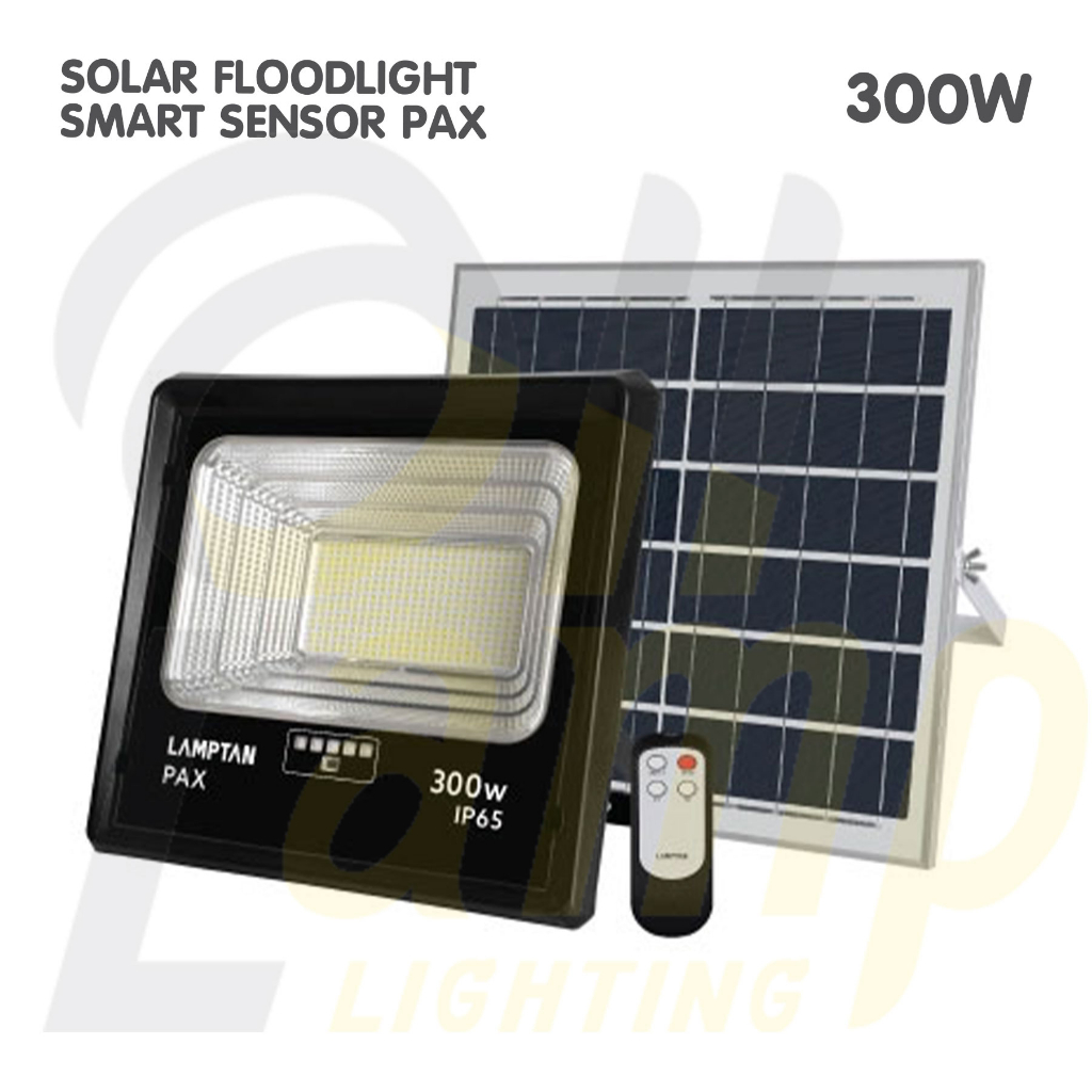 lamptan-โคมไฟ-โซล่าเซลล์-สปอตไลท์-รุ่น-pax-300w-solar-floodlight-smart-sensor-แสงขาว-แลมตันของแท้-ip65-ใช้ภายนอกได้