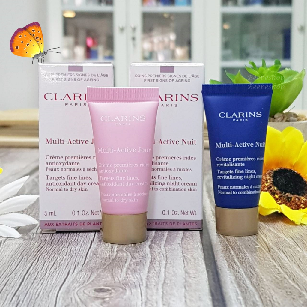 Clarins Multi Active nuit night / day cream 5ml dry skin ช่วยฟื้นบำรุง ...