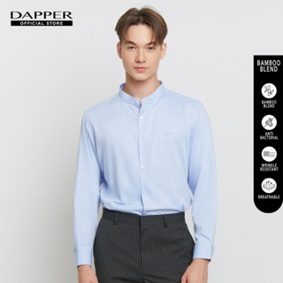 DAPPER เสื้อคอจีน BAMBOO BLEND ทรง Regular Fit สีฟ้า (BSLD1/113RB)