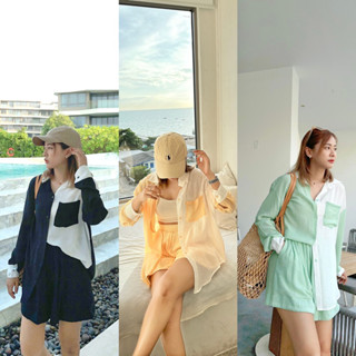 ⛱️ 𝐏𝐈𝐍𝐀 𝐒𝐄𝐓 ชุดเซ็ทขาสั้น ใส่ง่าย ไม่ร้อน กางเกงเอวสม้อค มีซับใน มีกระเป๋า2ข้าง