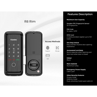 Digital Door Lock ปี 2023 รุ่น Model Kaadas R8-5 Bluetooth