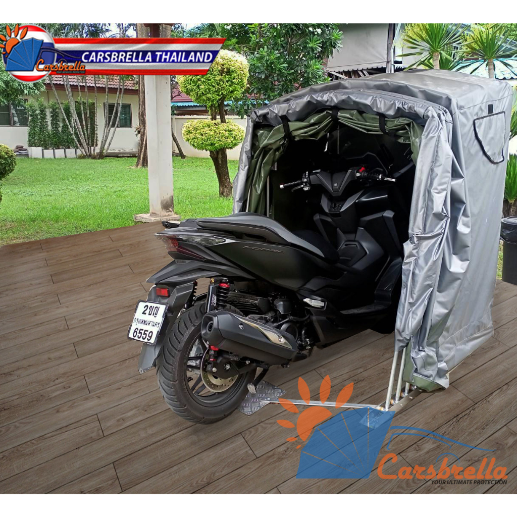 โรงจอดรถพับเก็บได้-โรงจอดรถสำเร็จรูป-carsbrella-รุ่น-scoot-สำหรับรถมอเตอร์ไซค์ขนาดเล็กทุกรุ่น