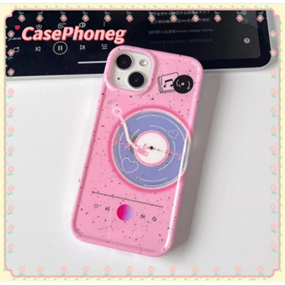 🍑CasePhoneg🍑ป้องกันการหล่น ขอบเต็ม iPhone 11 14 pro max รูปหัวใจ สีชมพู เครื่องเล่นเพลง หวานสวย case for iPhone 12 13