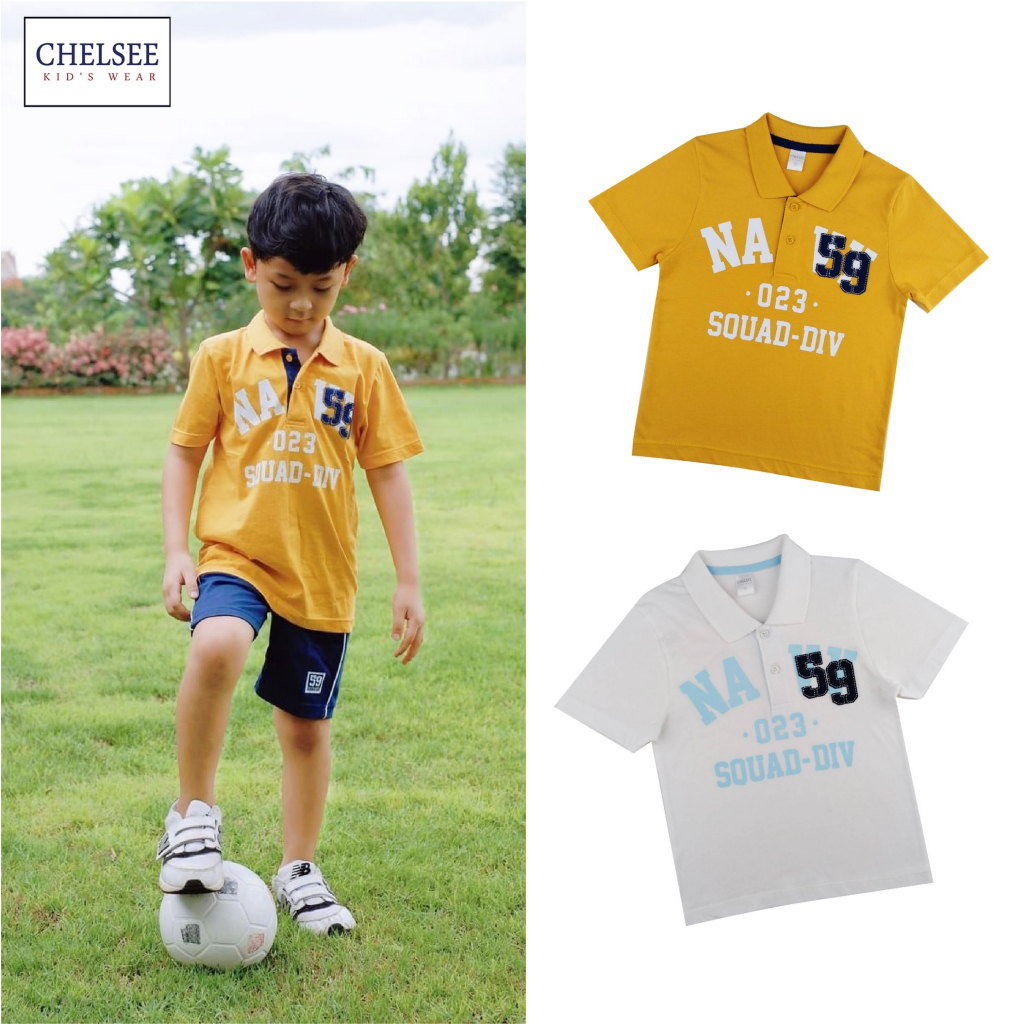 chelsee-เสื้อโปโล-เด็กผู้ชาย-แขนสั้น-รุ่น-127919-พิมพ์ปักลาย-navy-อายุ-3-11-ปี-ผ้า-100-cotton-เสื้อผ้าเด็กโต