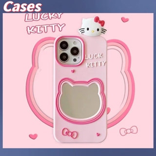 คูปองเคลม🎀เคสไอโ case for iphone 11 12 Hello Kitty Mirror เคส 14 13 12 11 pro max เคสโทรศัพท์ซิลิโคน