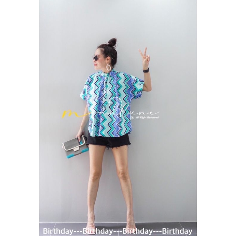 ทักก่อนสั่ง-เสื้อคอจีน-กระดุมหน้า-แขนสั้น-อก48-birthday