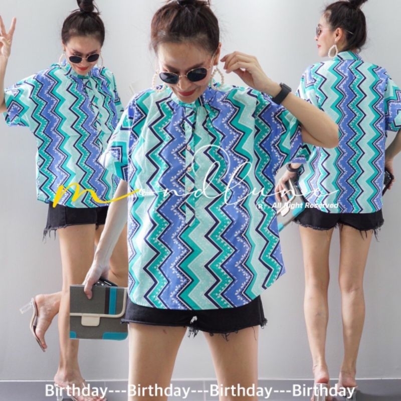 ทักก่อนสั่ง-เสื้อคอจีน-กระดุมหน้า-แขนสั้น-อก48-birthday