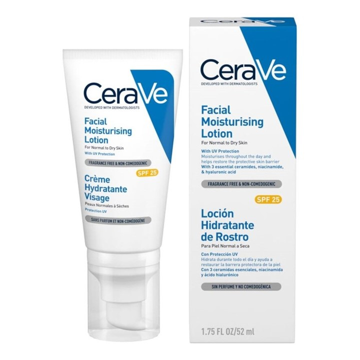 CeraVe Facial Moisturising Lotion AM SPF25 52ml. เซราวี เฟสเชี่ยล โลชั่น สำหรับผิวบอบบางแพ้ง่าย