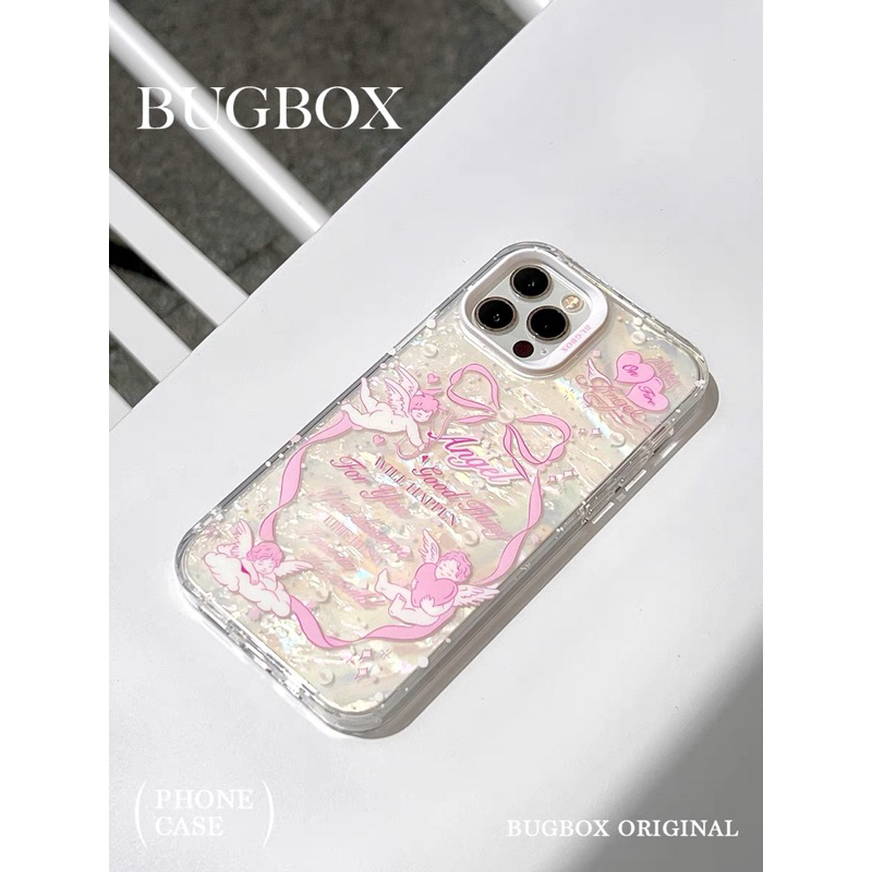 bugbox-ribbon-glitter-phone-case-เคสไอโฟนสีมุกเรืองแสงลายคิวปิด