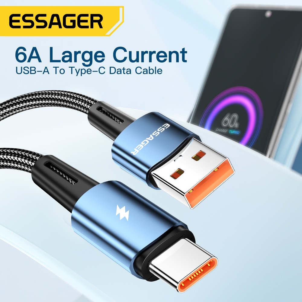 Essager สายเคเบิลชาร์จเร็ว 120W Type-C 6A USB สําหรับ Xiaomi 12Pro K50 67W Xiaomi 11Pro A04