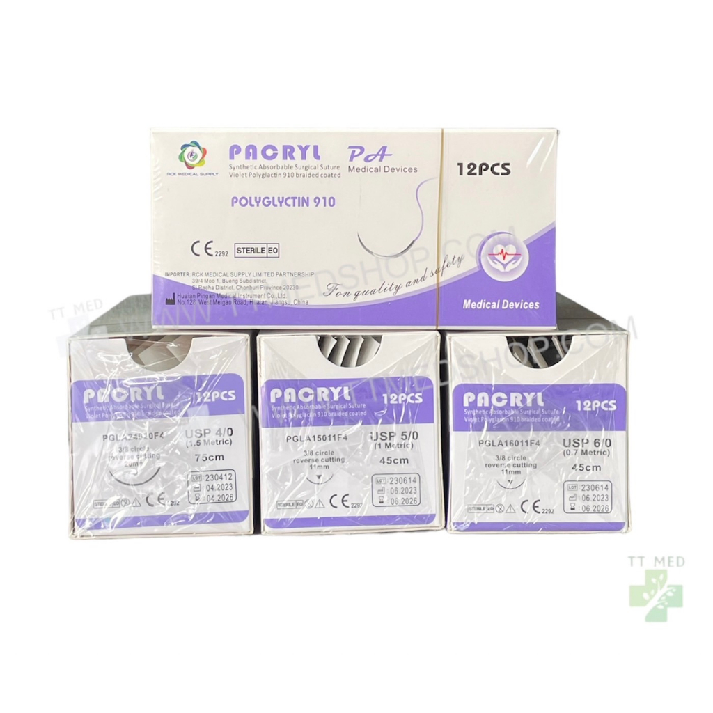 Suture ไหมเย็บแผล PACRYL Polyglactin 910 Vicryl 12pcs/box ติดเข็ม ไหม ...