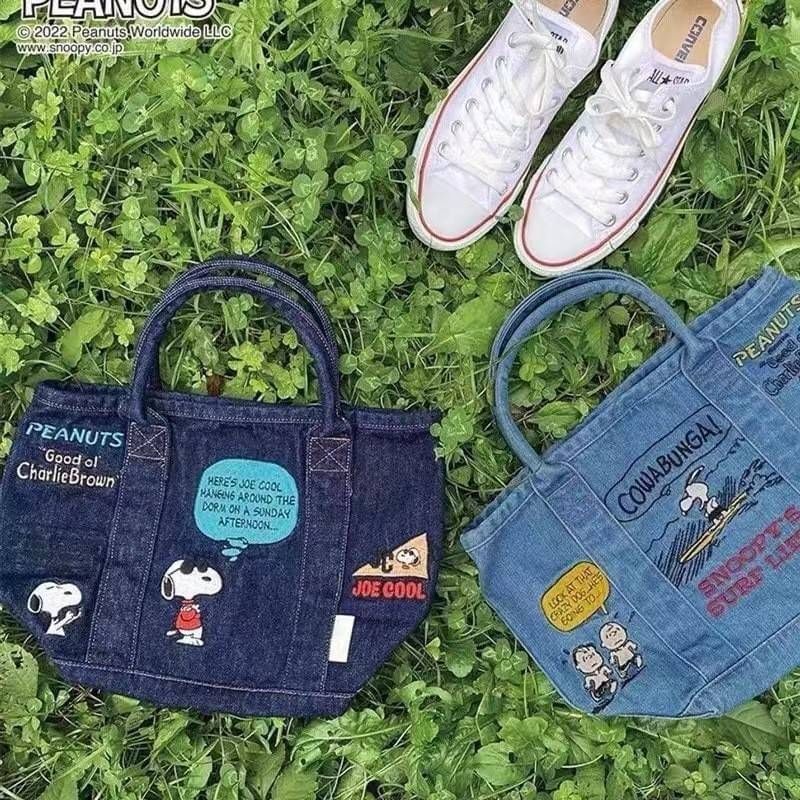 พร้อมส่ง-กระเป๋า-snoopy-peanuts-ผ้ายีนส์-เย็บทอแน่นเเน่นอน