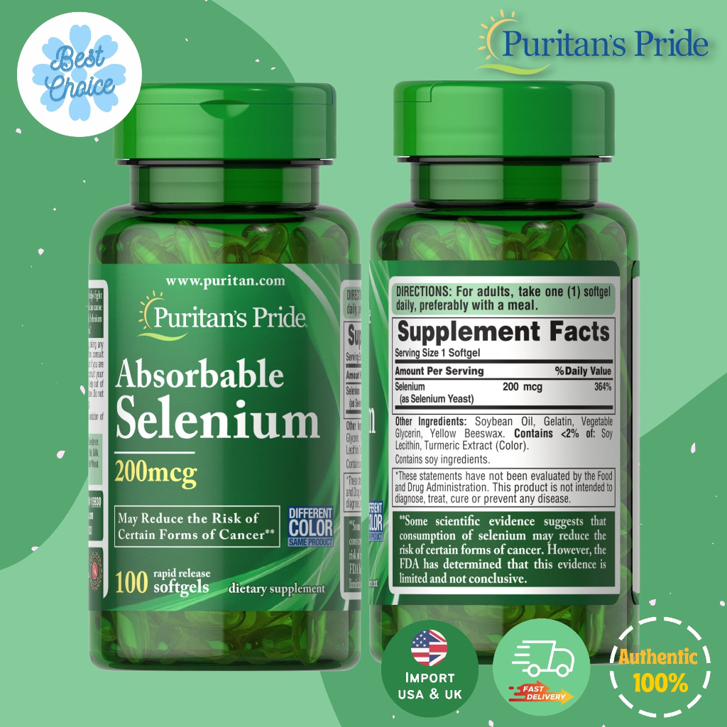 ใหม่-พร้อมส่ง-puritans-pride-selenium-200-mcg-100-tablets-ซีลีเนียมต้านอนุมูลอิสสระ-ป้องกันรังแค