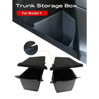 Tesla กล่องเก็บของด้านข้างกระโปรงหลังรถยนต์ พร้อมฝาปิดและที่จับ ตรงรุ่นสําหรับ Tesla Model 3 Y (Trunk Organizer) ส่งด่วน