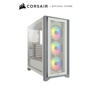 CORSAIR CASE iCUE 4000X RGB Tempered Glass Mid-Tower ATX Case — White