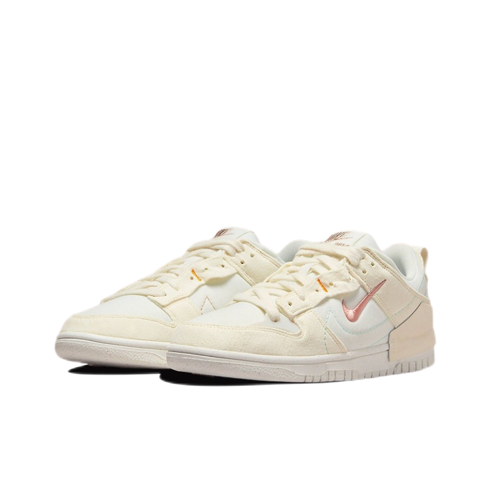 nike-dunk-low-disrupt-2-pale-ivory-วัสดุรีไซเคิลรองเท้าผ้าใบสีเบจต่ำน้ำหนักเบากันลื่นของแท้-100