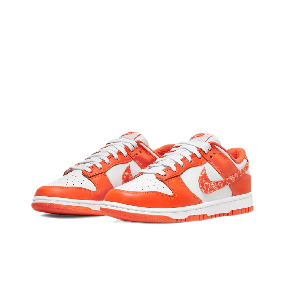 รับประกันของแท้-100-nike-dunk-low-ess-orange-paisley-white-orange-low-top-sneakers