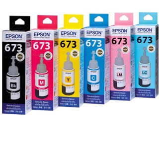 Epson T673 โทนเนอร์แท้ L800, L805, L810, L850, L1800 (BK, C, M, Y, LC, LM) (เลือกสีในกล่องเลือก) (ไม่มีกล่อง)