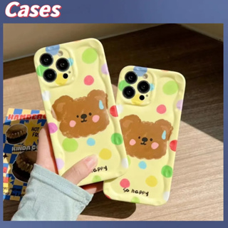 คูปองเคลม🎀เคสไอโ case for iphone 11 12 หมีลายจุดสีสันสดใส เคส 14 13 12 11 pro max เคสโทรศัพท์เปลือกนิ่มเคลือบด้าน